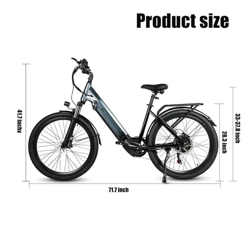 CMACEWHEEL L26 Moped Commuter E bicycle | 26Inch Powerful Step Through Electric Bike