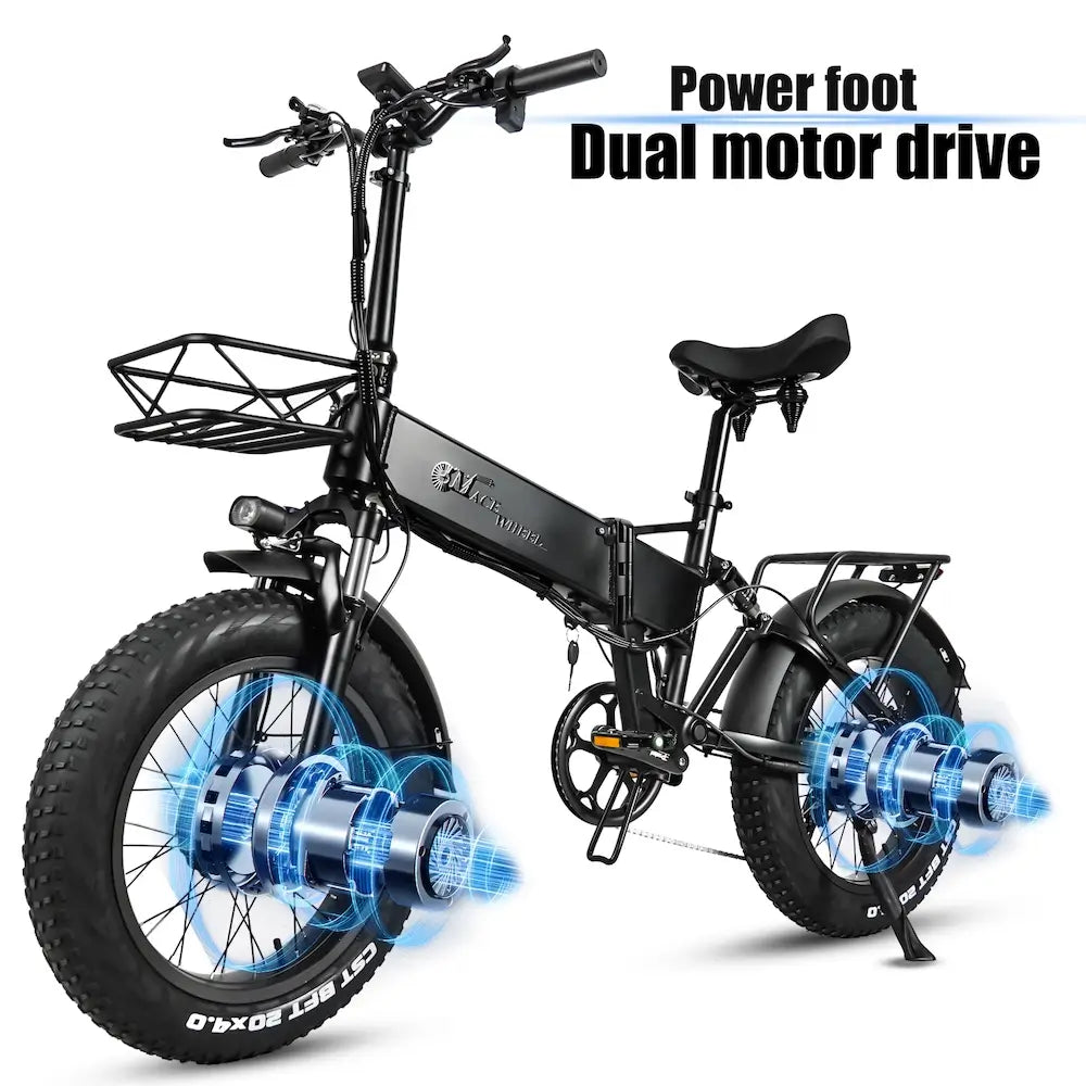 CMACEWHEEL RX20MAX 2024 New E-bike 750W*2 Powerful Dual motor Electric Bicycle 48V 18AH 20inch*4.0 Fat Tyre Foldable Ebike