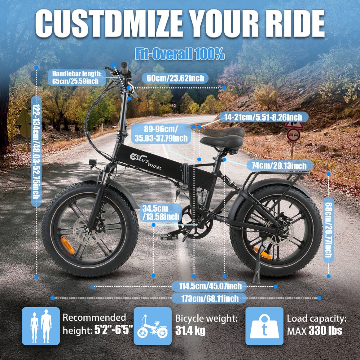 Vélo électrique pliable CMACEWHEEL RX20 version 2023 17,5A