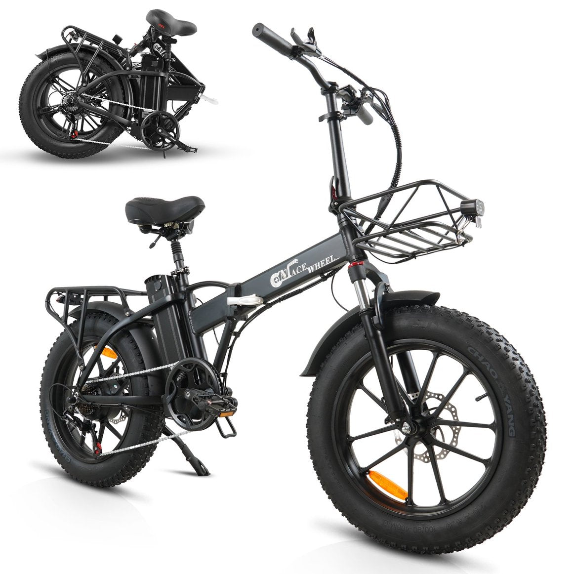 CMACEWHEEL GW20 750W 48V Elektrofahrrad 20 Zoll 4,0 Fat Tire Elektrofahrräder 17Ah Lithiumbatterie Power Elektrofahrrad Klappbares Mountainbike 